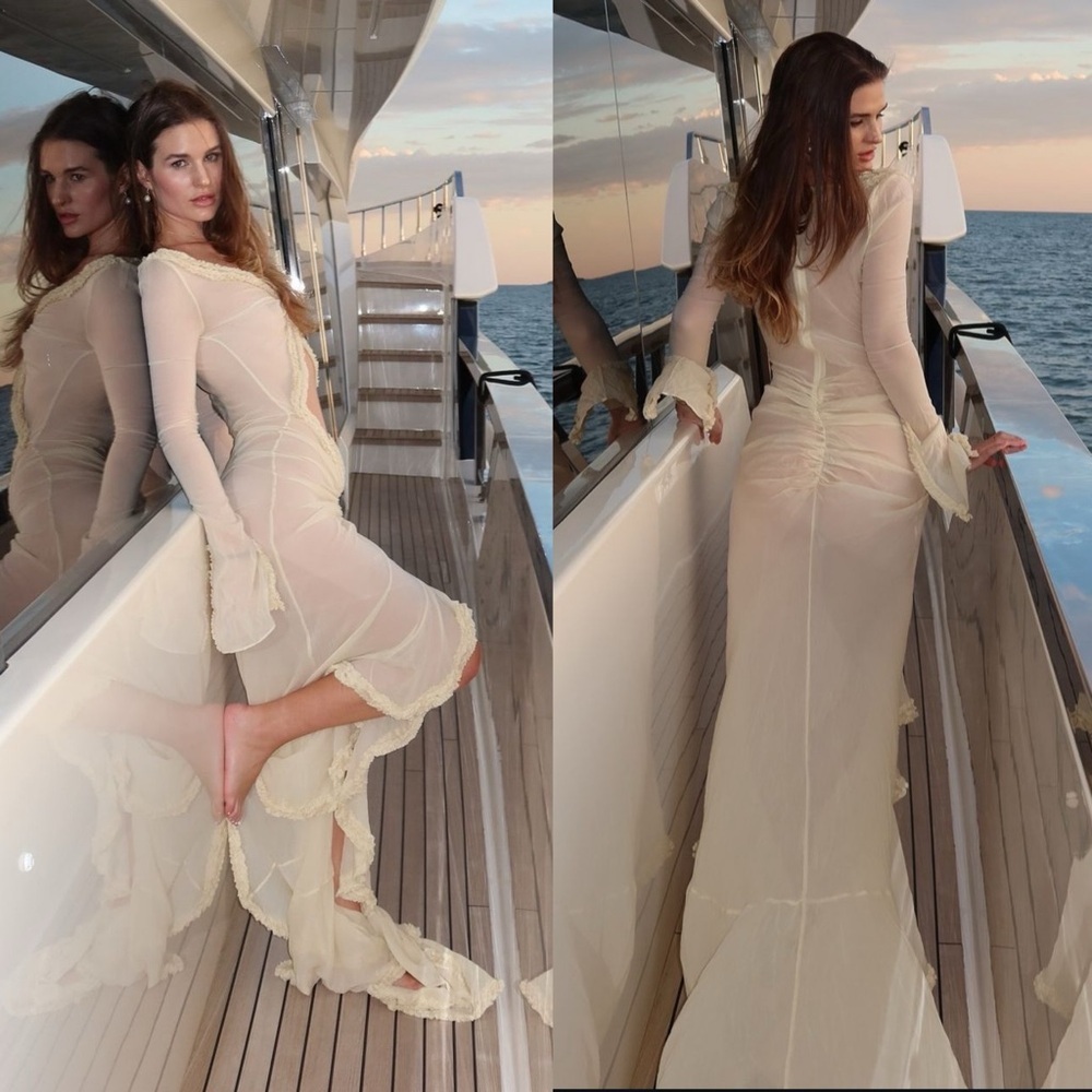 Helsa Hilma Gown Creme Beige NEW with tags Atelier Collection ASO Kendall Jenner - Picture 13 of 14